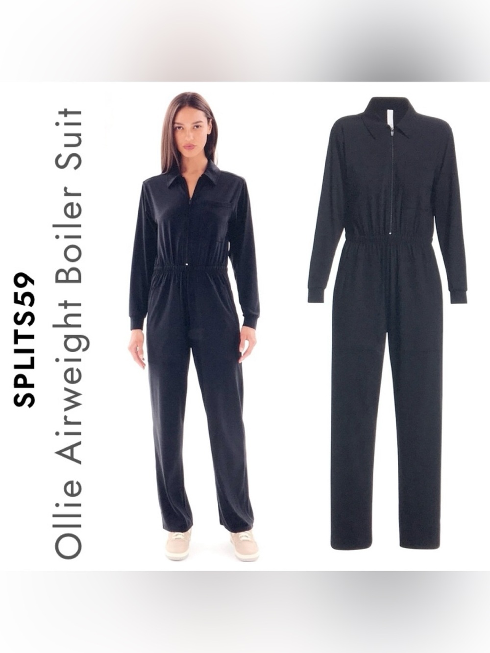 SPLITS59 Women’s Black Stretch Ollie Airweight Boiler Suit